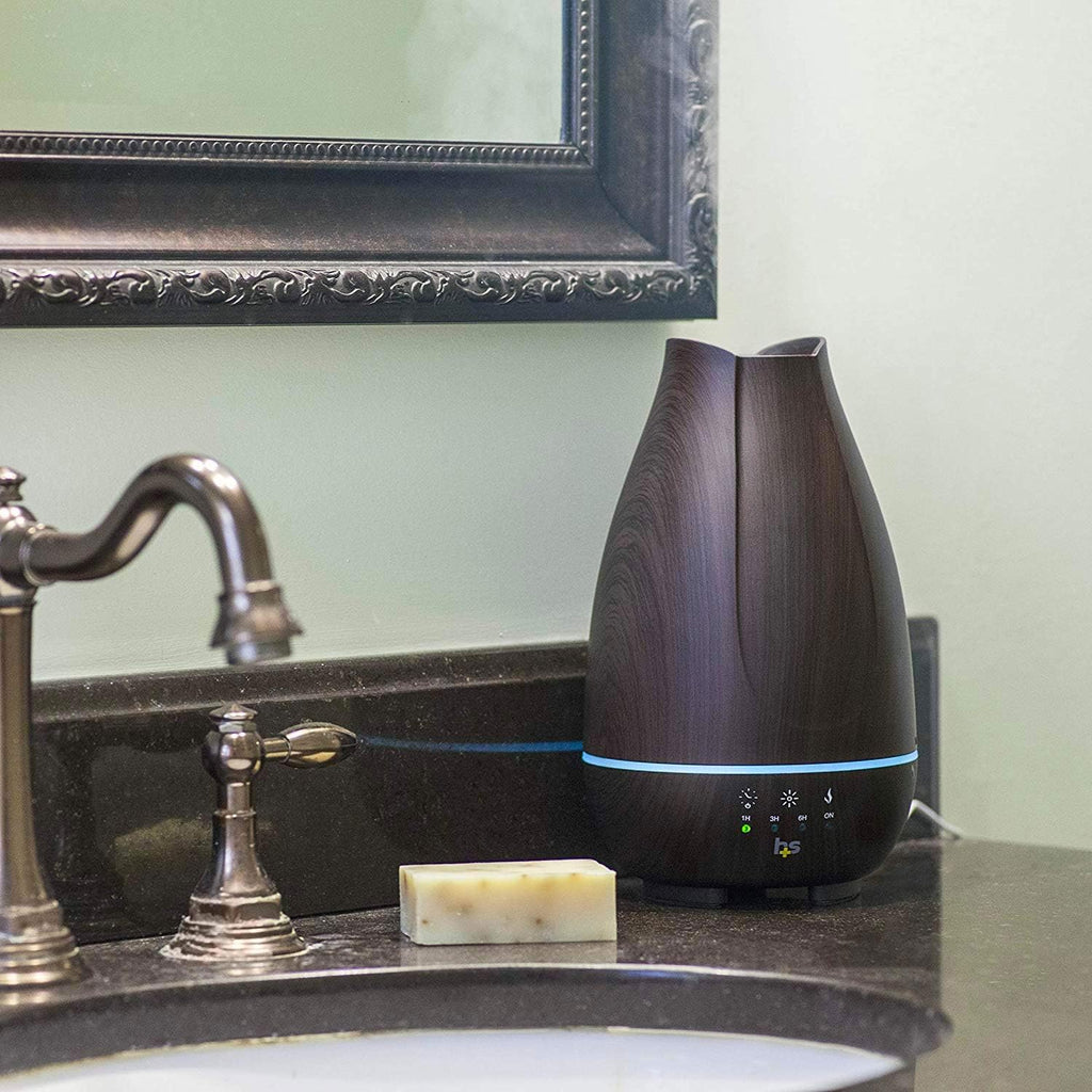 HealthSmart 500ML Essential Oil Diffuser for Large Rooms, Cool Mist Humidifier and Aromatherapy Diffuser, Adjustable Timer, Mist Mode and 7 LED Light Colors, White (Pack of 1)