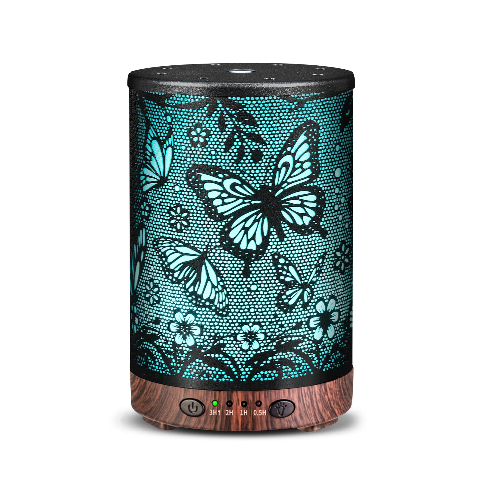 Essential Oil Diffuser 120ML Metal Aromatherapy Diffuser with Timer, Cool Mist Humidifier with Auto Shut-Off & 7 Color Lights for Home Office Spa (Tree)