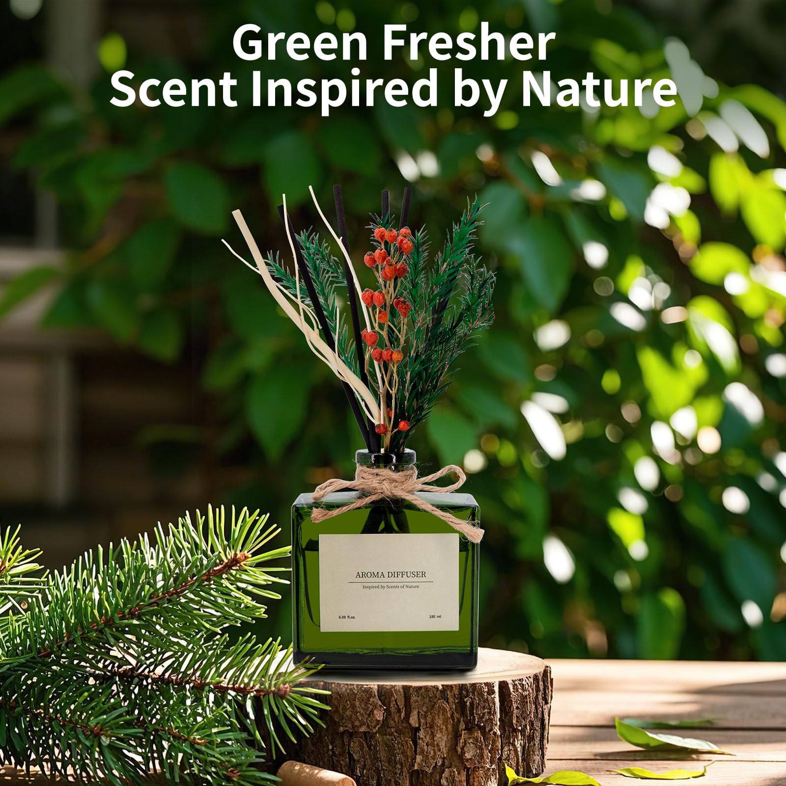 Reed Diffuser, 4 oz Earthy Sandalwood Scent Diffuser with 7 Sticks, Long Lasting Reed diffusers for Home, Elegant Fragrance for Bathroom Bedroom Office Decor, Air Fresh