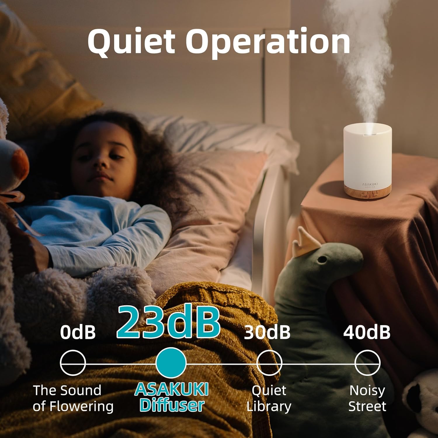 ASAKUKI 300ML Essential Oil Diffuser, Quiet 5-in-1 Premium Humidifier, Valentine's Day Gift, Home Fragrance Aroma Diffuser with 7 LED Color Changing Light and Auto-Off Switch -Light Brown