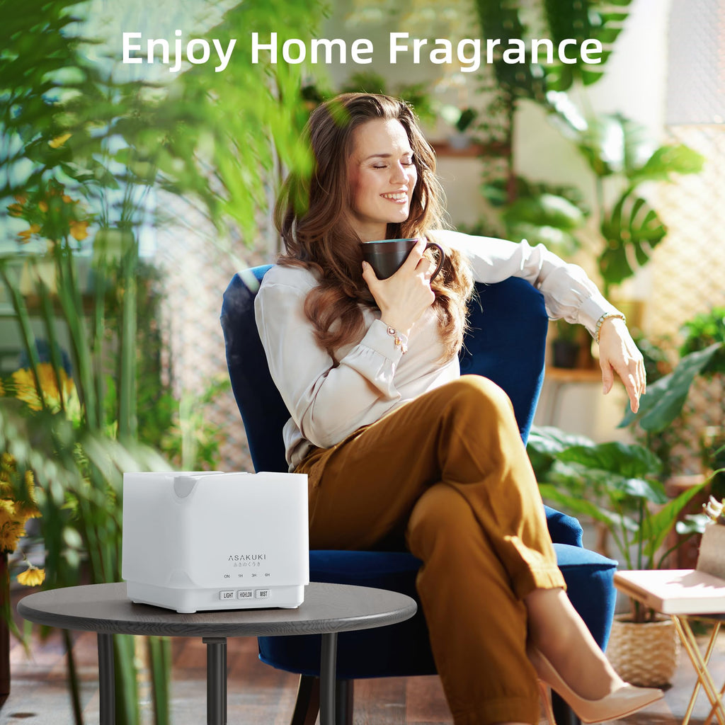 ASAKUKI 700 ml Premium Essential Oil Diffuser, 5 in 1 Ultrasonic Aromatherapy Fragrant Oil Vaporizer Humidifier, Timer and Auto-Off Safety Switch, 7 LED Light Colors, Valentine's Day Gift