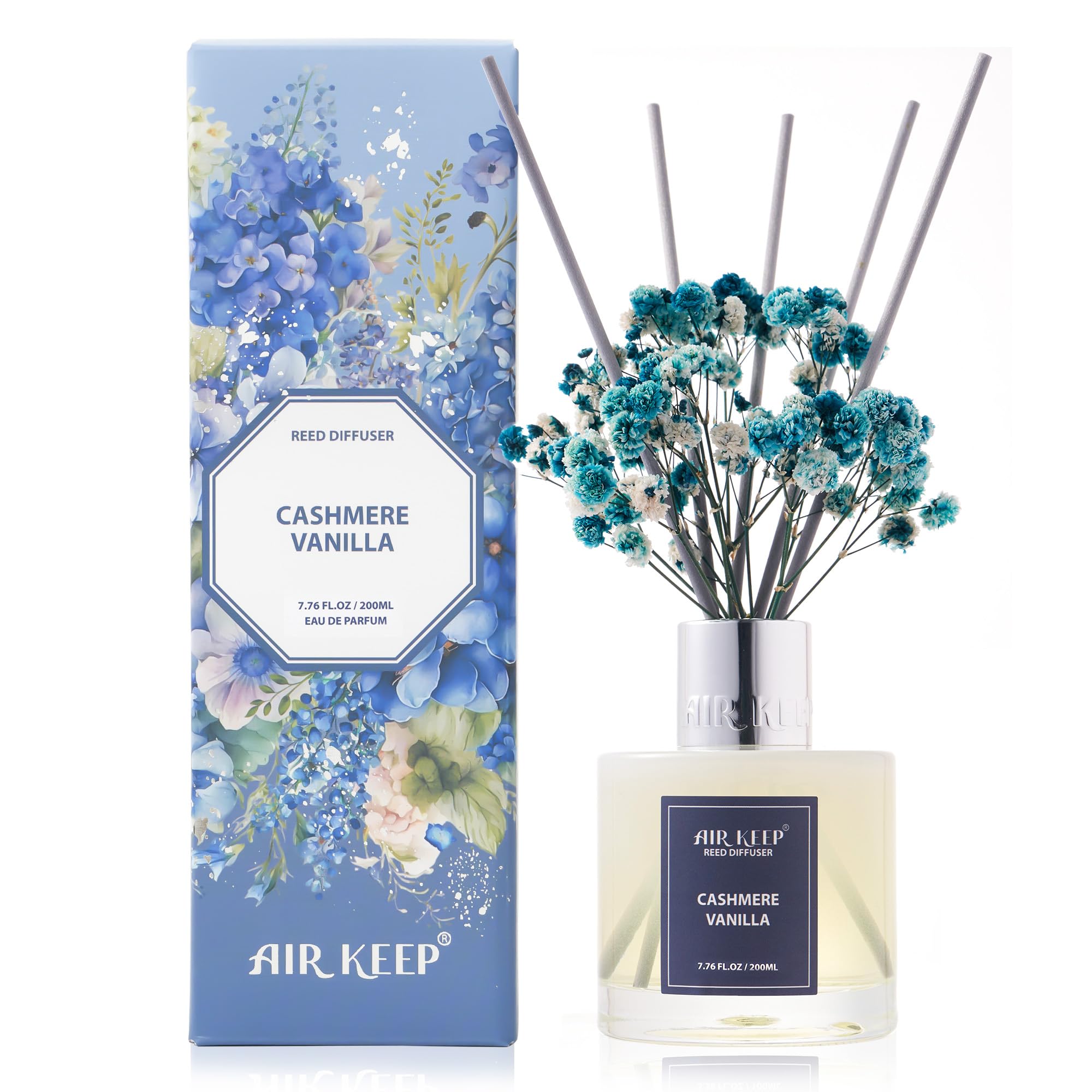 Airkeep Reed Diffuser Set,3.38 fl oz (100 ml) - Clean Linen Oil Diffusers with 8 Reed Sticks,Home Fragrance Reed Diffuser for Bathroom Shelf Decor