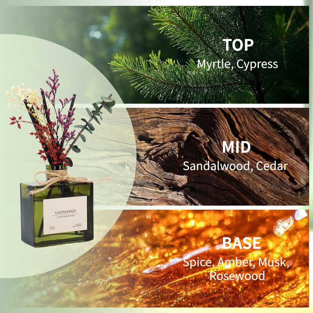 Reed Diffuser, 4 oz Earthy Sandalwood Scent Diffuser with 7 Sticks, Long Lasting Reed diffusers for Home, Elegant Fragrance for Bathroom Bedroom Office Decor, Air Fresh