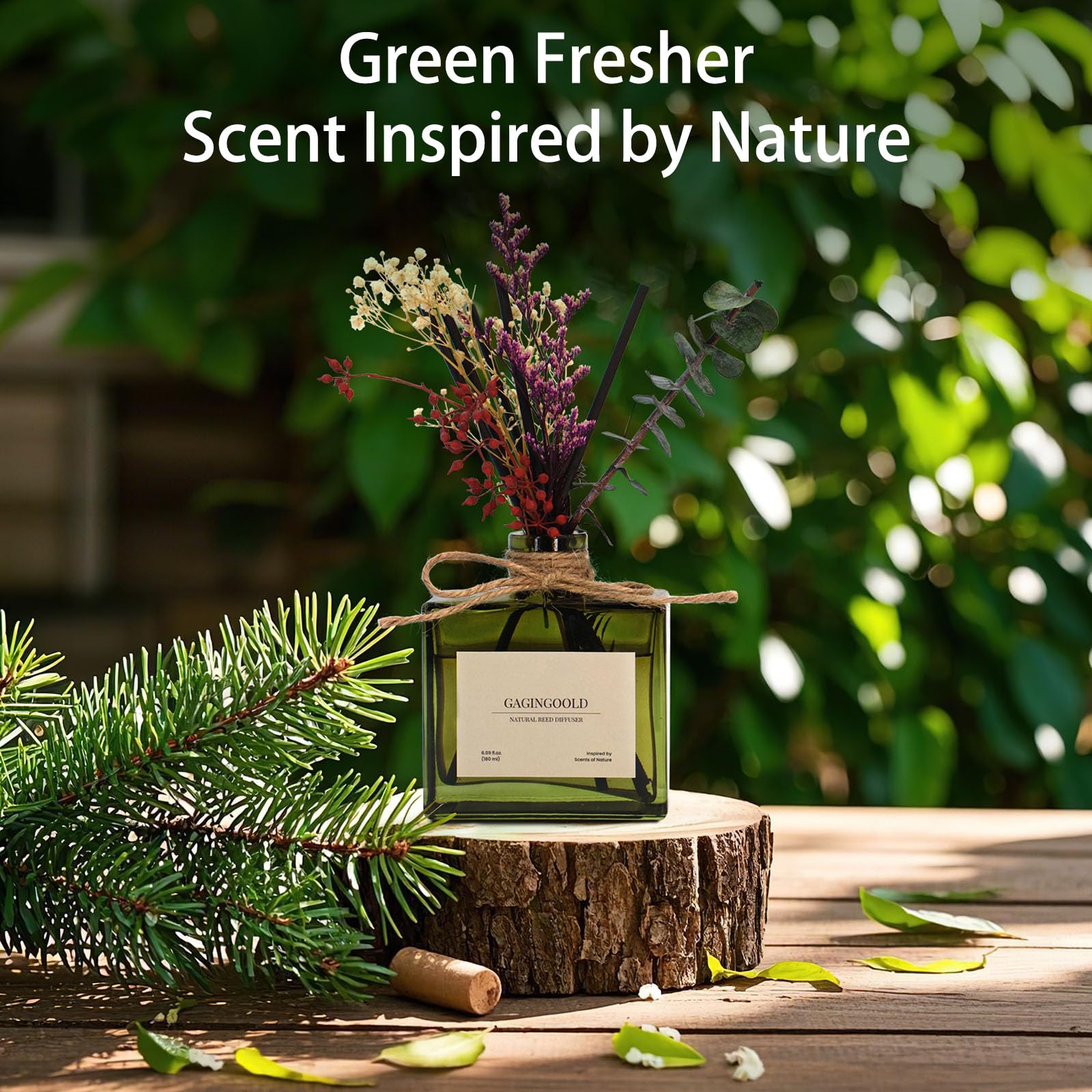 Reed Diffuser, 4 oz Earthy Sandalwood Scent Diffuser with 7 Sticks, Long Lasting Reed diffusers for Home, Elegant Fragrance for Bathroom Bedroom Office Decor, Air Fresh